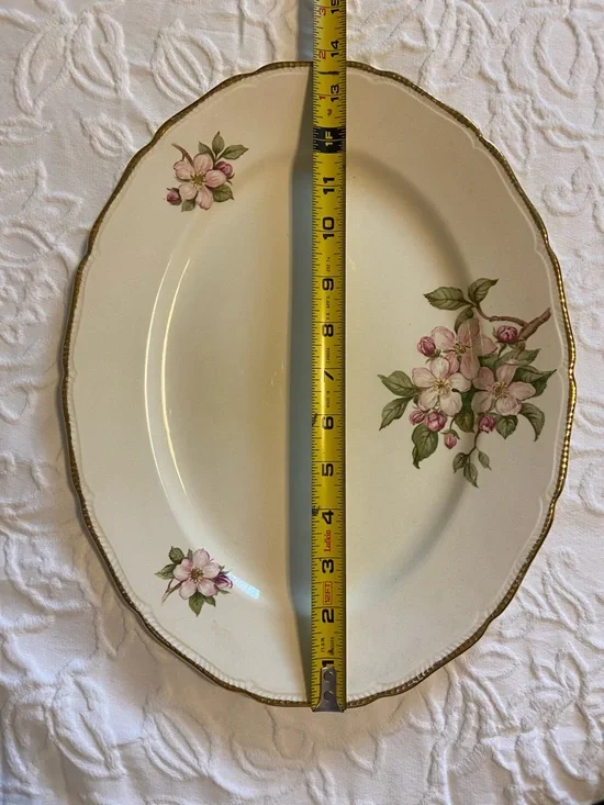 Vintage Royal Swan Blossomtime Cream Floral Porcelain Platter 24kt Gold Trim - Picture 5 of 6